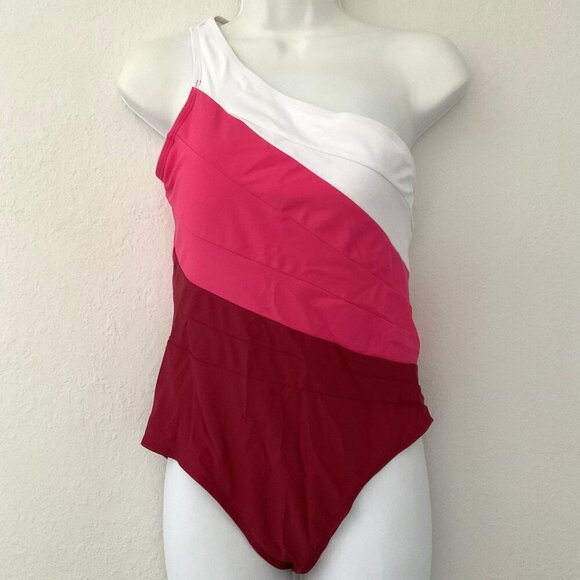 NEW ONE SHOULDER COLORBLOCK  BRAZILLIAN ONE PIECE SWIMSUIT - Picture 7 of 10